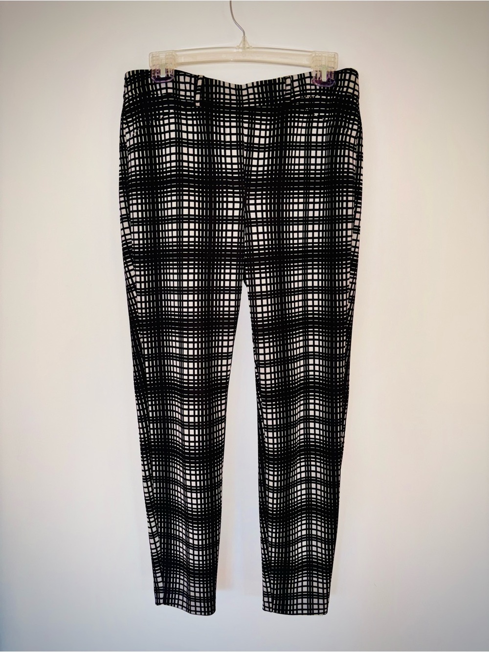 Zac & Rachel Black White Grid Slim Ankle Pants Size 8 Downtown Career Core - Picture 2 of 5